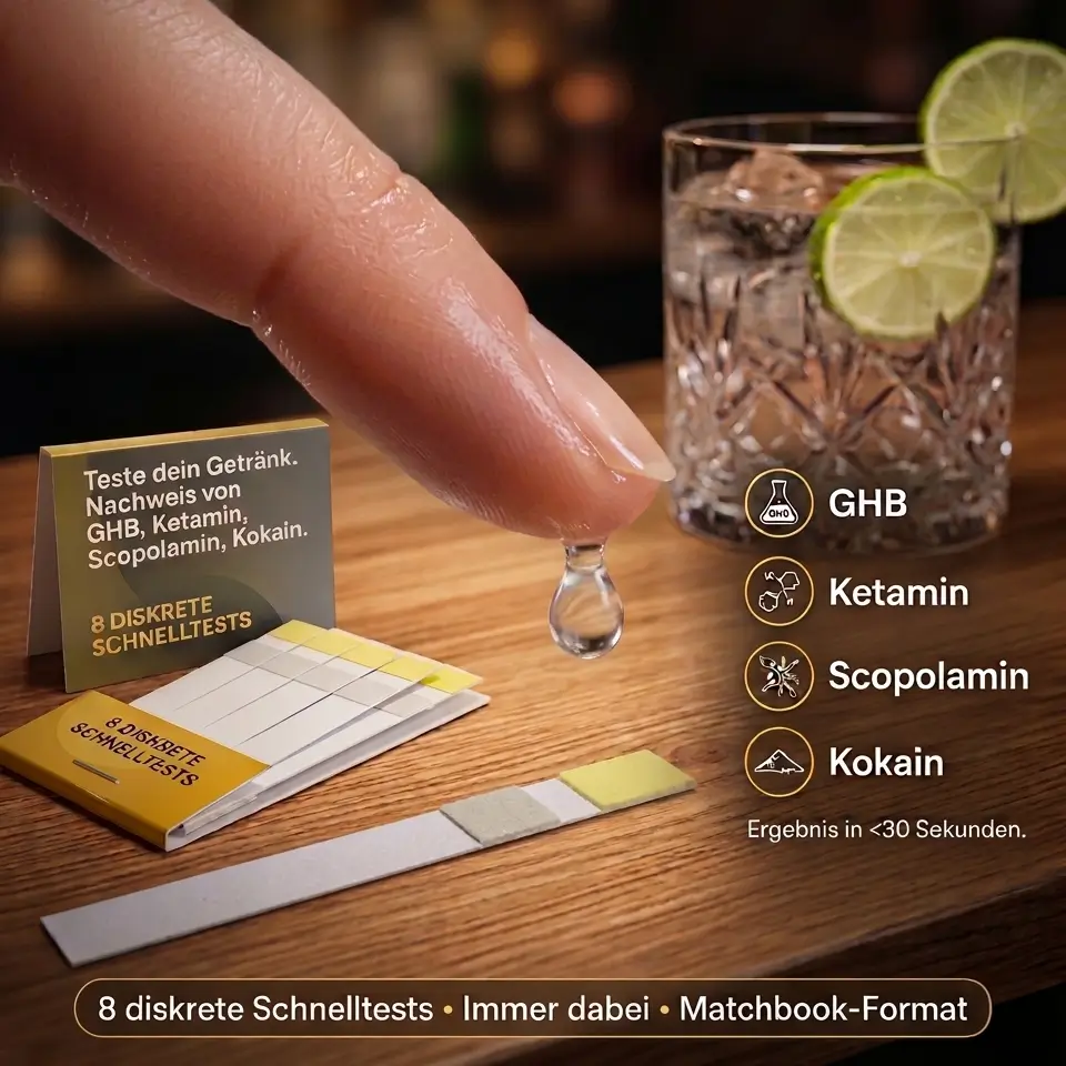 Person testet Drink in einer Bar – Check your drink Anwendung